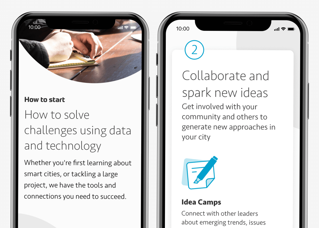 Mobile screens of two portal webpages