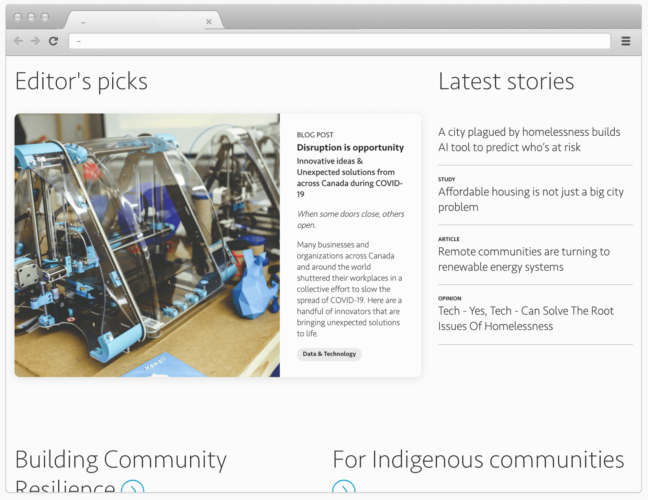 Desktop view of the stories archive